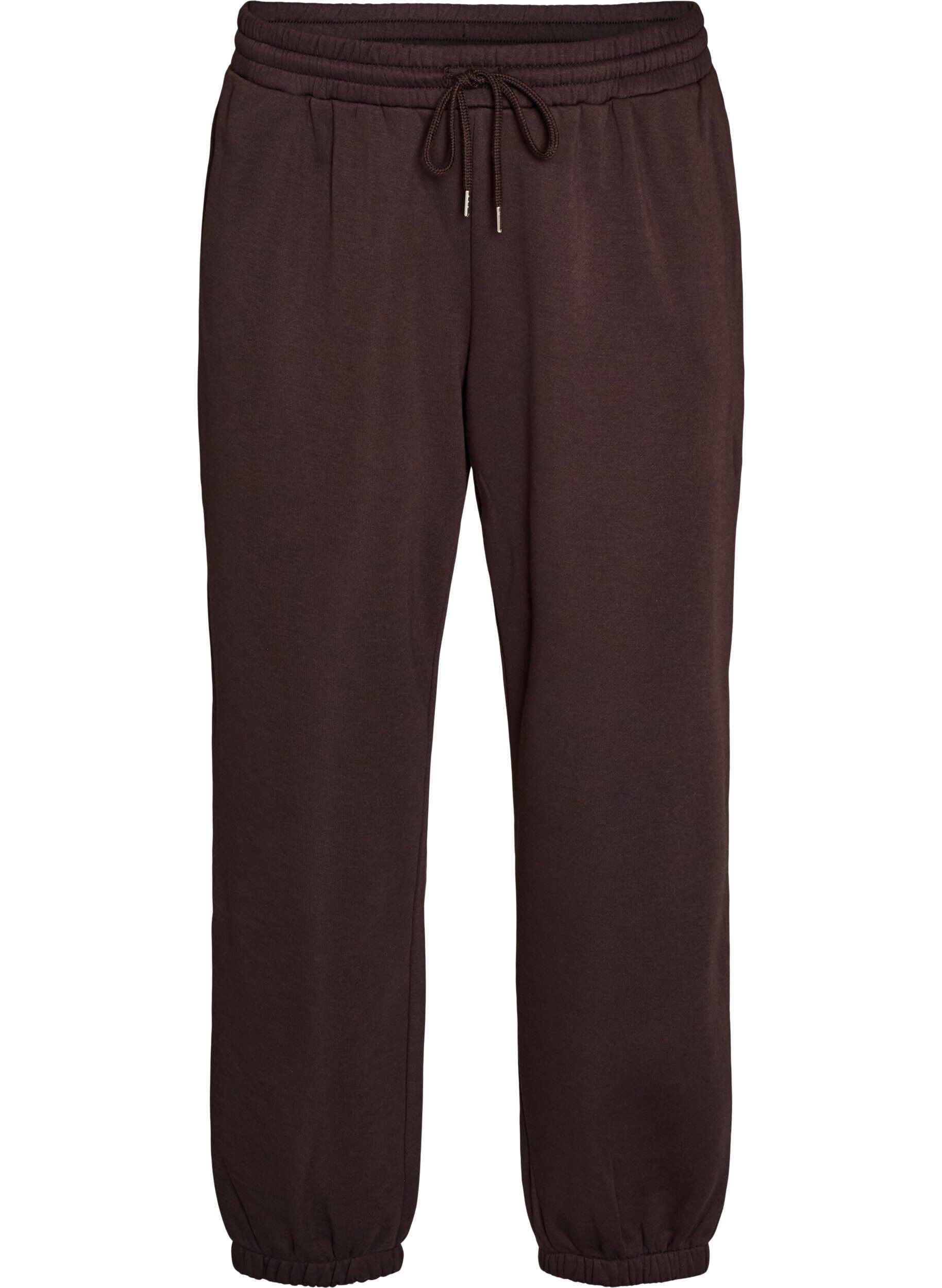 ZizziSweatpants med h&ouml;g midja och dragsko, Brun, Packshot image number 0