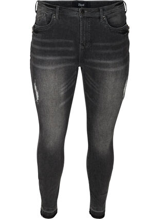 Super slim Amy Jeans med slits, Grey Denim, Packshot image number 0
