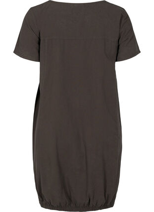 Kortärmad klänning i bomull, Khaki Green, Packshot image number 1