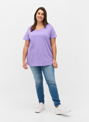 T-shirt i bomull med tryck , Paisley Purple TEXT, Model image number 3