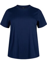 Enkel t-shirt i bomull med rund halsringning, Bl&aring;