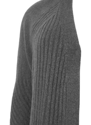 Lång ribbstickad kofta, Dark Grey Melange, Packshot image number 2