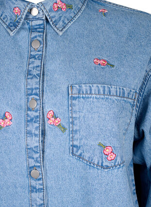 Jeansskjorta med broderade blommor, L.B.D.Flower AOP, Packshot image number 2