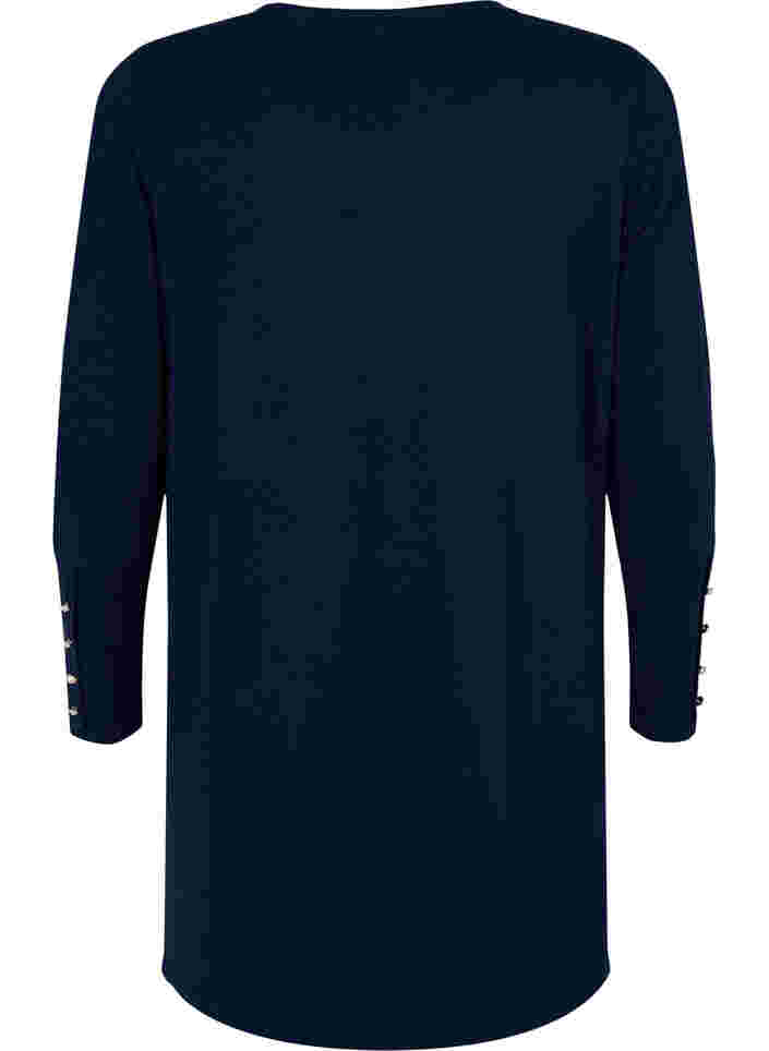 Tunika med långa ärmar och påsydda knappar, Navy Blazer, Packshot image number 1