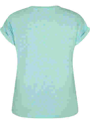 Melerad t-shirt med korta ärmar, Turquoise Mél, Packshot image number 1