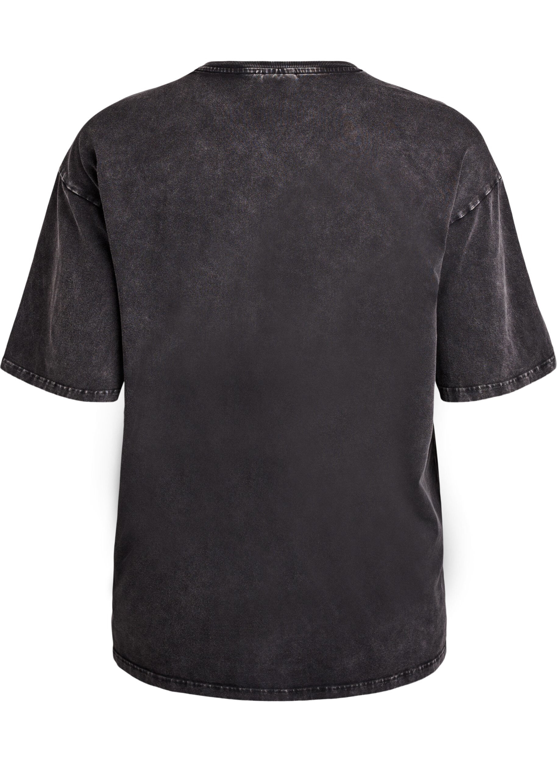 Zizzi Sportig t-shirt i bomull med tv&auml;ttad effekt, Svart, Packshot image number 1