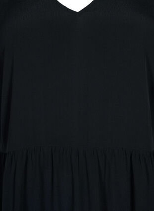 Enfärgad tunika i viskos med korta ärmar, Black, Packshot image number 2