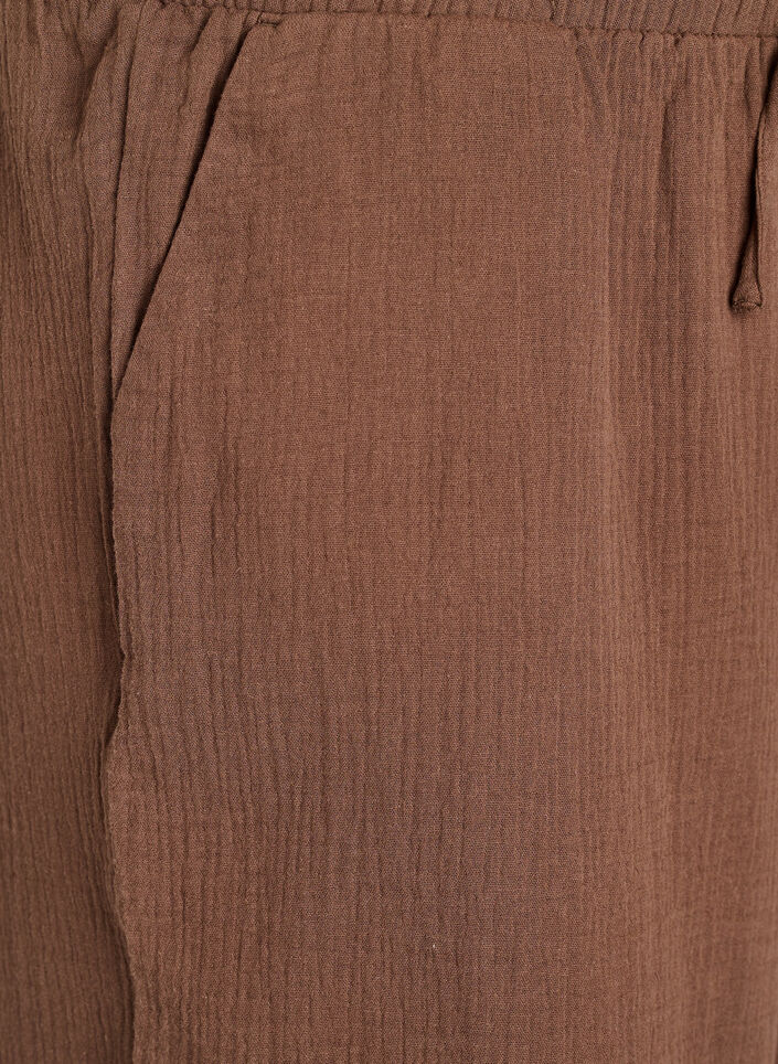 Culotte-byxor i bomullsmuslin med h&ouml;g midja, Brun, Packshot image number 2