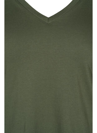 T-shirt i ekologisk bomull med v-ringning, Thyme, Packshot image number 2