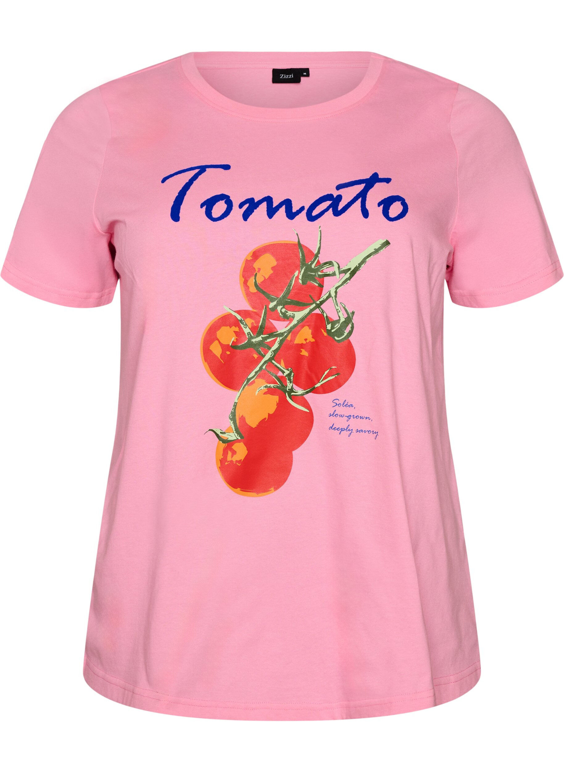 ZizziT-shirt i ekologisk bomull med tomat-tryck, Rosa, Packshot image number 0