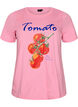 T-shirt i ekologisk bomull med tomat-tryck, Rosa, Packshot image number 0