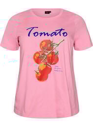 T-shirt i ekologisk bomull med tomat-tryck, Rosa