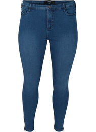 Cropped Amy Jeans med hög midja och dragkedja, Dark blue denim