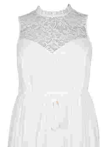 Ärmlös brudklänning med spets och plisserad kjol , Bright White, Packshot image number 2
