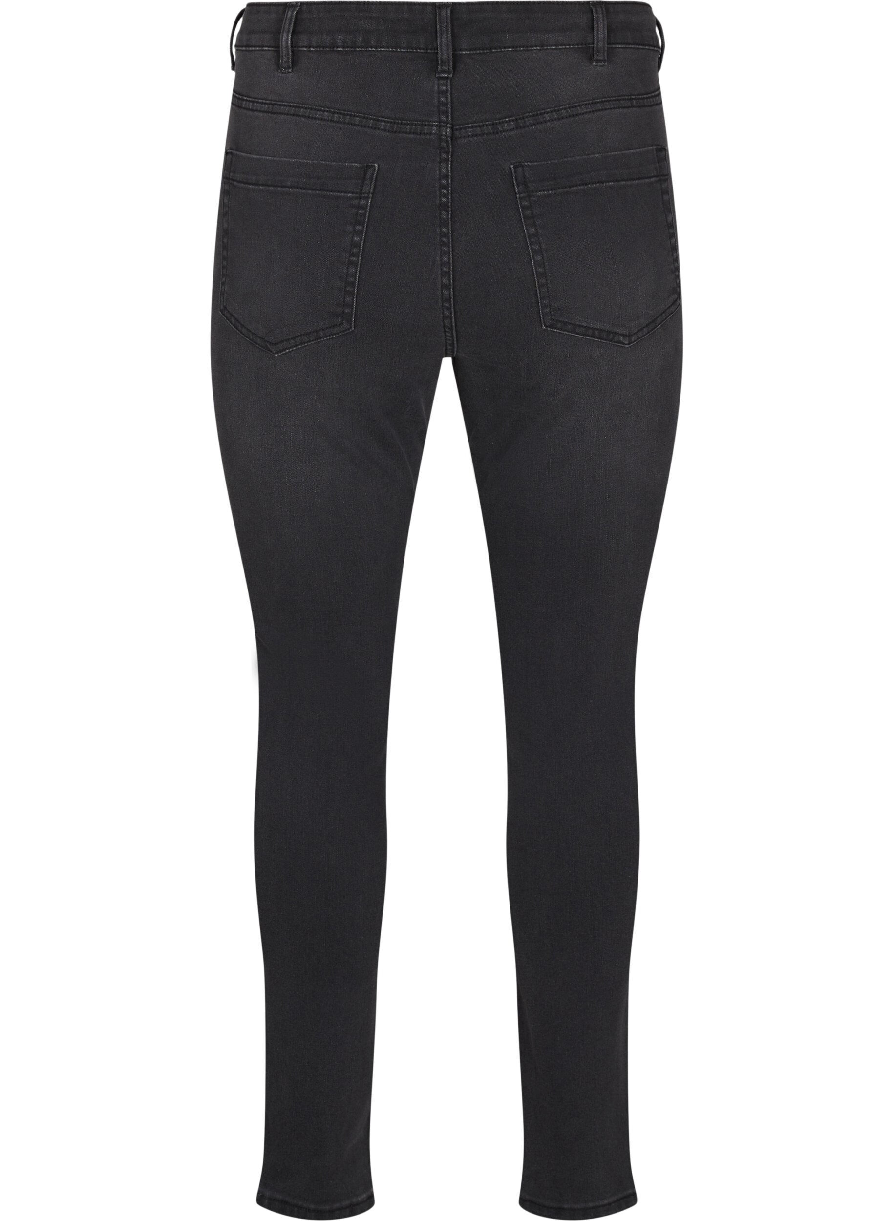 Zizzi Amy jeans med h&ouml;g midja och super slim fit, Gr&aring;, Packshot image number 1