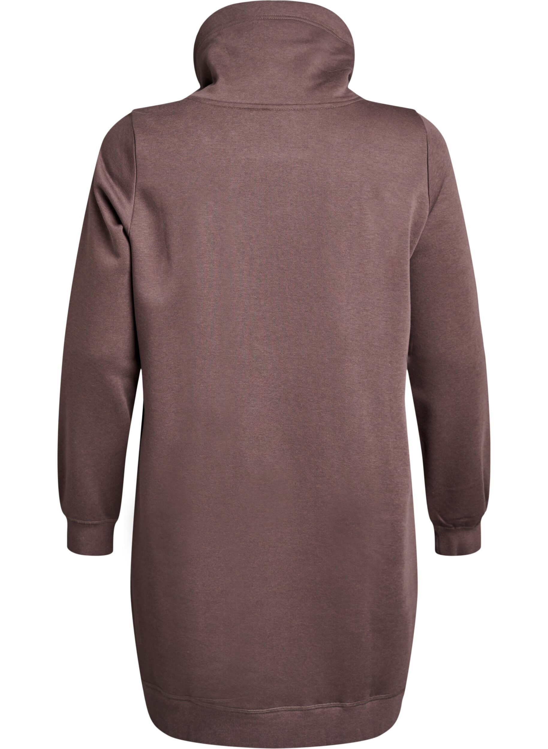ZizziKort sweatshirtkl&auml;nning med h&ouml;g krage och fickor, Brun, Packshot image number 1