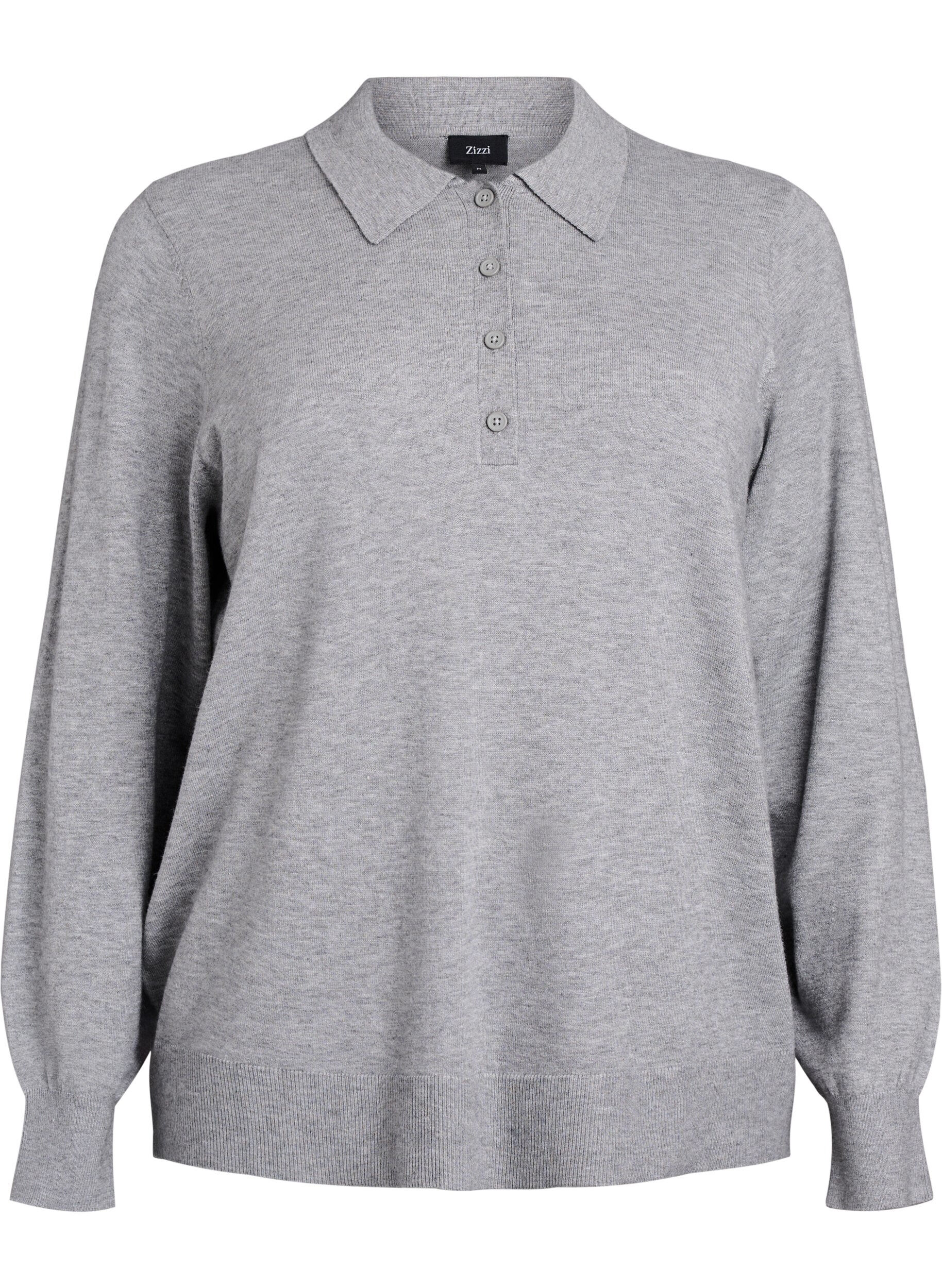 Stickad blus med krage