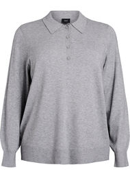 Stickad blus med krage, Grå