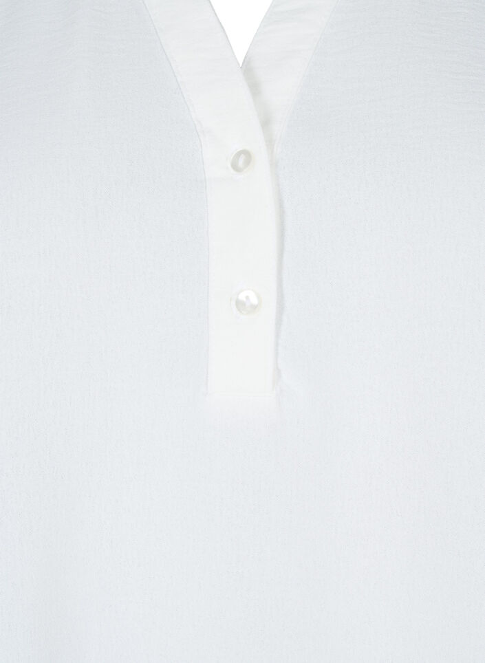 L&aring;ng&auml;rmad skjortblus med V-ringning, Bright White, Packshot image number 2