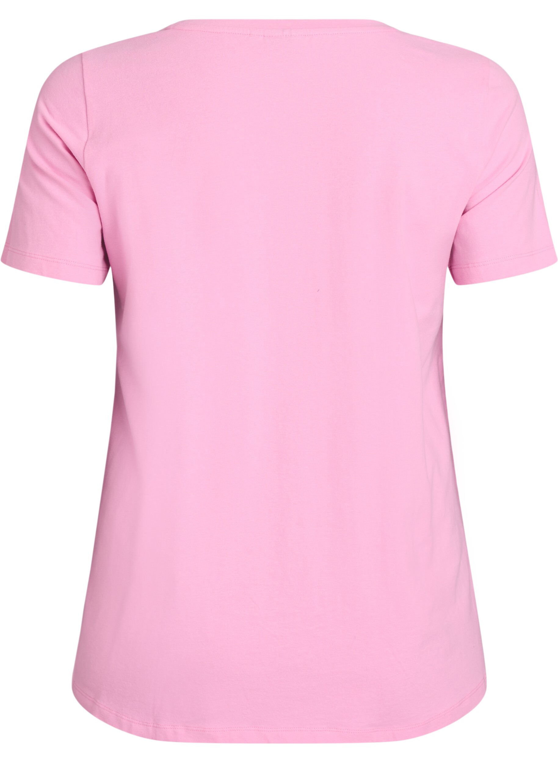 Zizzi Enf&auml;rgad bas-t-shirt i bomull, Rosa, Packshot image number 1