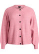 Ribbstickad kofta med knappar, Rosa, Packshot image number 0
