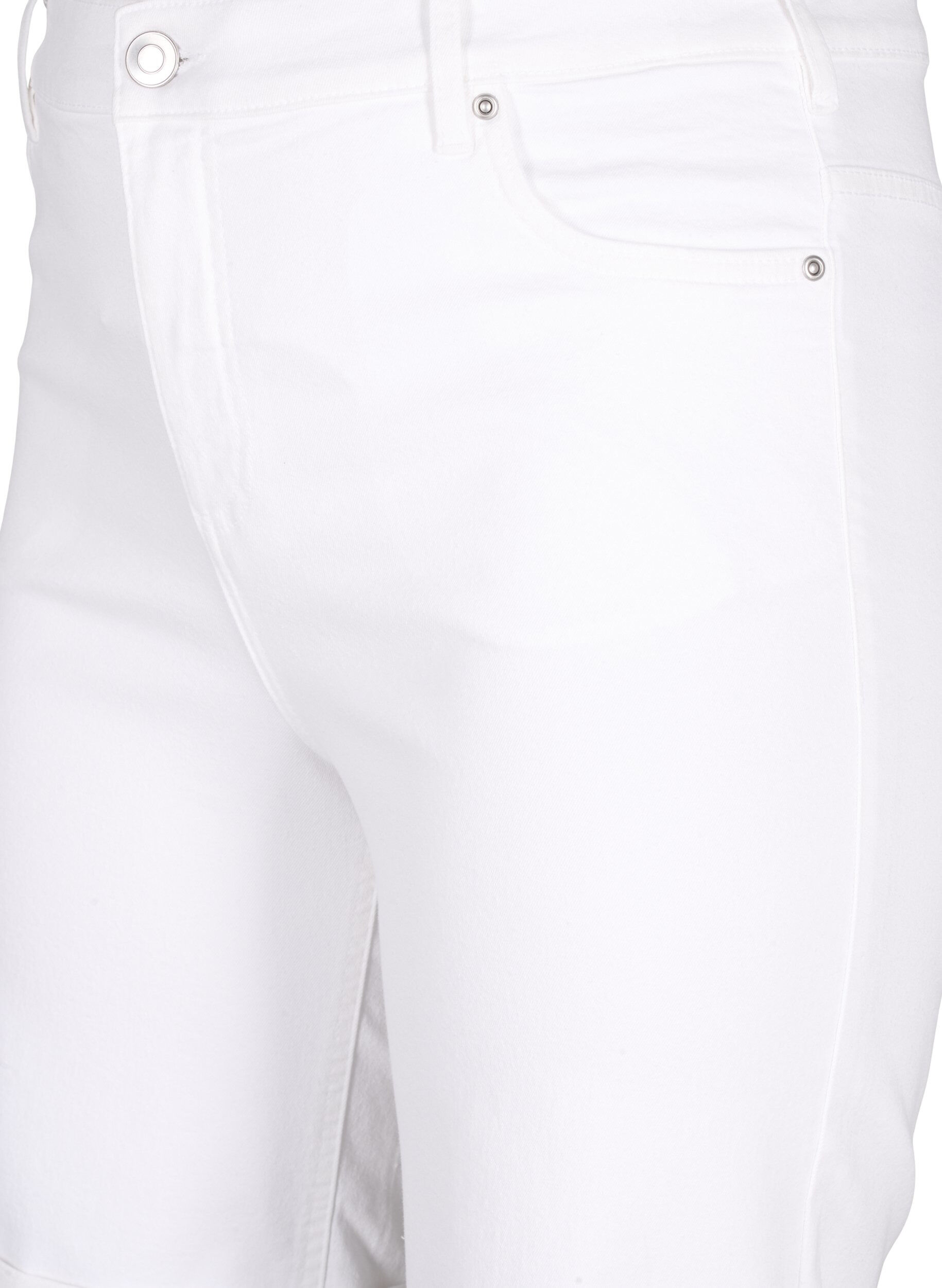 Zizzi &Aring;tsittande jeansshorts med h&ouml;g midja, Bright White, Packshot image number 2