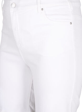 Åtsittande jeansshorts med hög midja, Bright White, Packshot image number 2