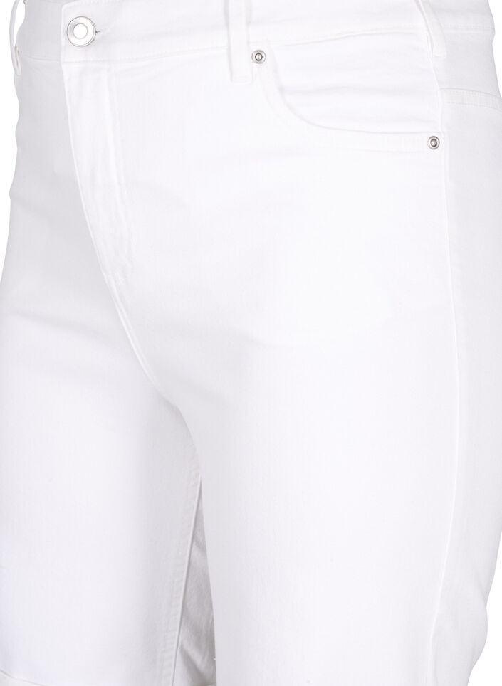 Åtsittande jeansshorts med hög midja, Bright White, Packshot image number 2