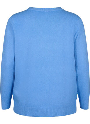 Långärmad tröja med rund hals	, Blue Bonnet Mel., Packshot image number 1
