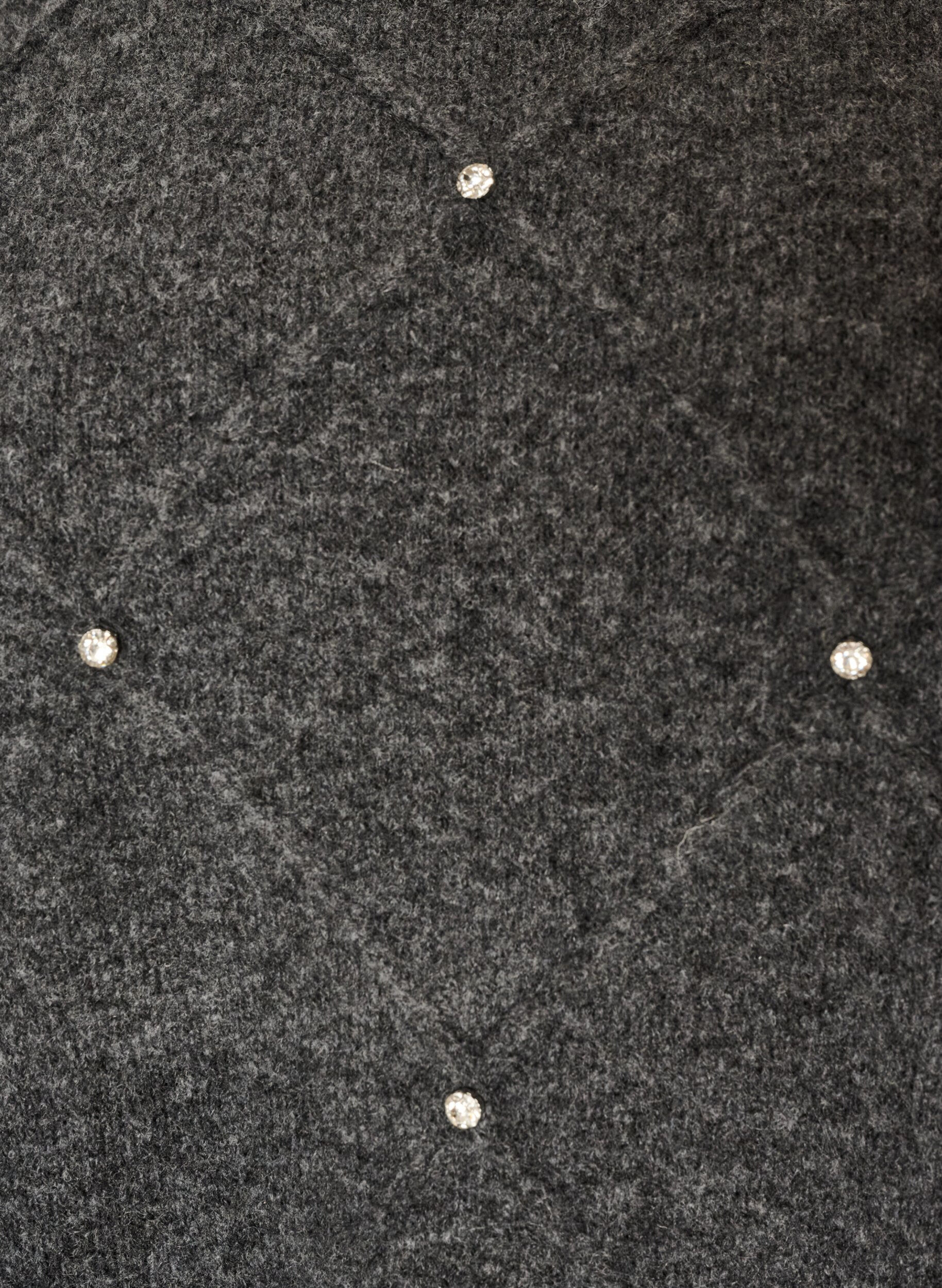 ZizziBlus i stickat med strass och diamantm&ouml;nster, Gr&aring;, Packshot image number 2