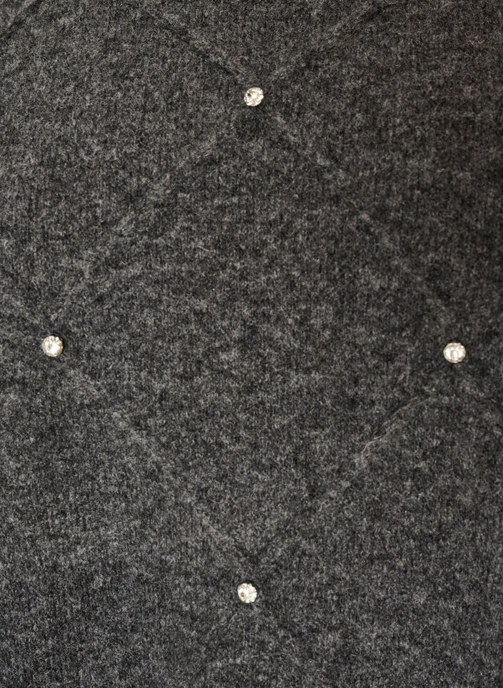 Blus i stickat med strass och diamantm&ouml;nster, Gr&aring;, Packshot image number 2