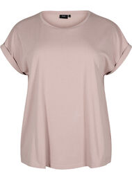 Kort&auml;rmad t-shirt i bomullsblandning, Rosa