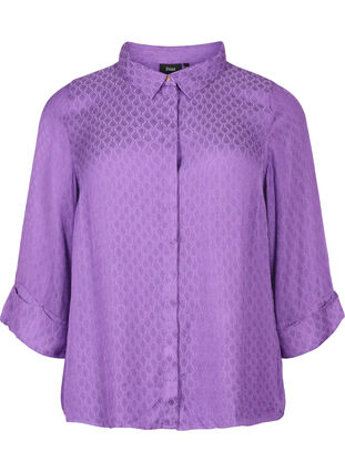 Skjorta i viskos med ton-i-ton mönster, Lavender Violet, Packshot image number 0