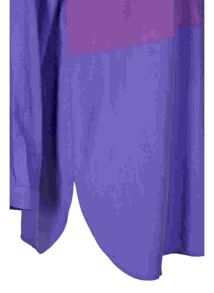 Lång skjorta med color-block, Purple Block, Packshot image number 3