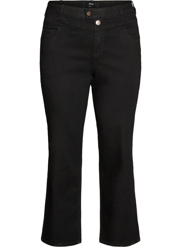 Gemma-jeans med normal passform och h&ouml;g midja, Svart, Packshot image number 0