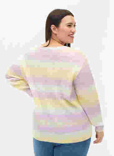 Randig tröja med v-ringning, Lavender Comb., Model image number 1