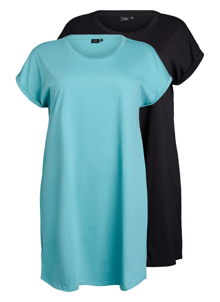 2-pack t-shirtkl&auml;nningar med korta &auml;rmar, Bl&aring;, Packshot image number 0