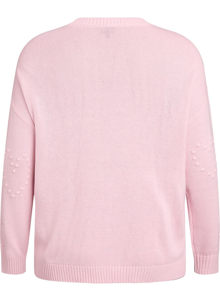Lösstickad blus med hjärtmönster, Rosa, Packshot image number 1