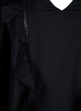 Blus med volanger och spets, Black, Packshot image number 2