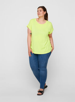 Neonfärgad t-shirt i bomull, Neon Lime, Model image number 2