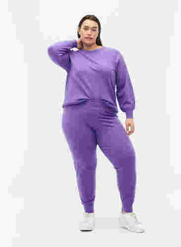 Melerad stickad tröja, Purple Opulence Mel, Model image number 2
