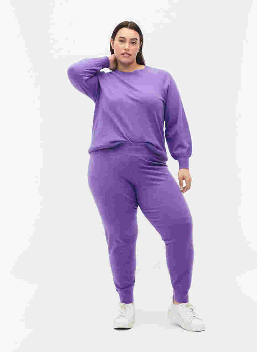 Melerad stickad tröja, Purple Opulence Mel, Model image number 2