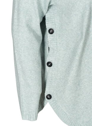 Melerad stickad tröja med knappar i sidan, Granite Green Mel., Packshot image number 3