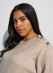 Stickad blus med knappdetalj, Beige, Model image number 3