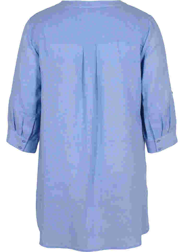 Lång skjorta med 3/4-ärmar och v-ringning, Ultramarine, Packshot image number 1