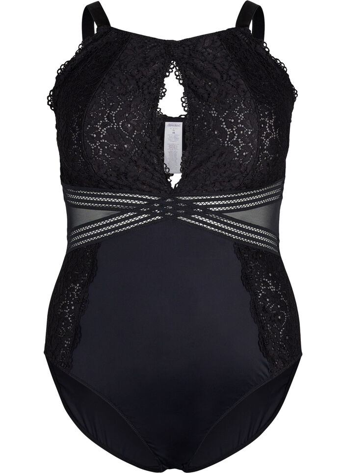 Body med spets och utskärningar, Black, Packshot image number 0