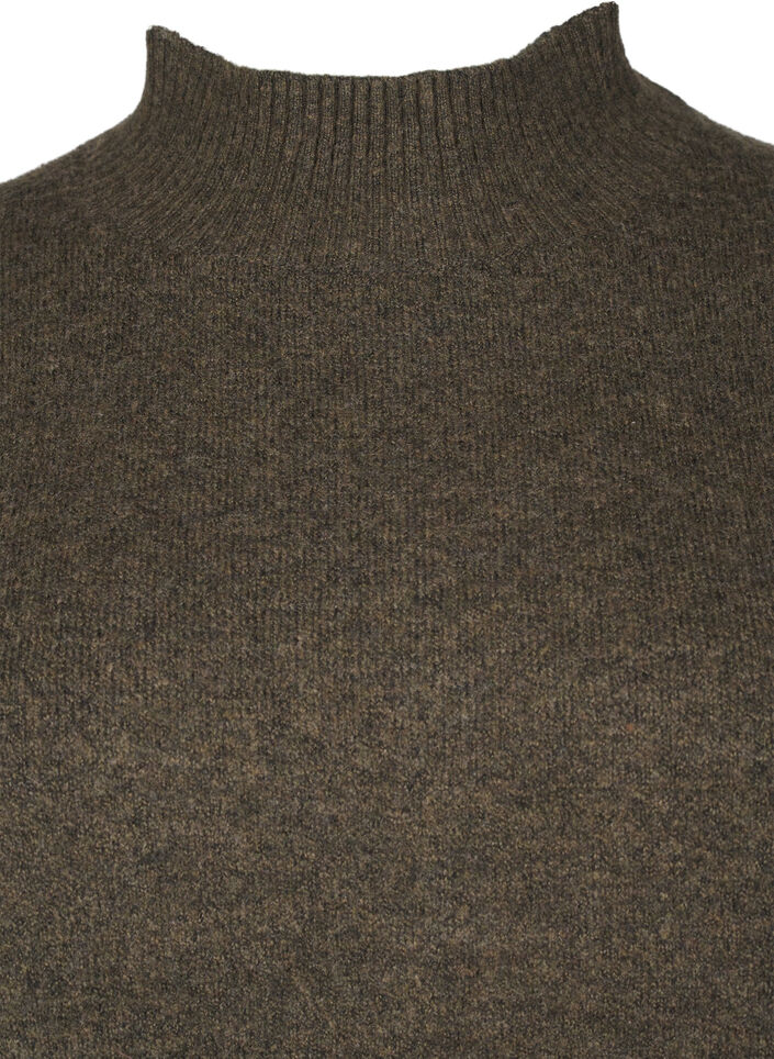 Stickad blus i ull med hög hals, Sea Turtle Mel., Packshot image number 2