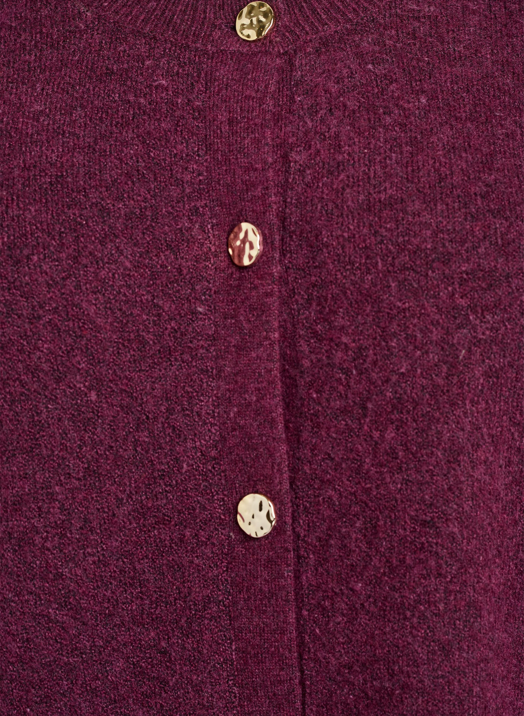 ZizziKofta i mjukt stickat med guldf&auml;rgade knappar, R&ouml;d, Packshot image number 2