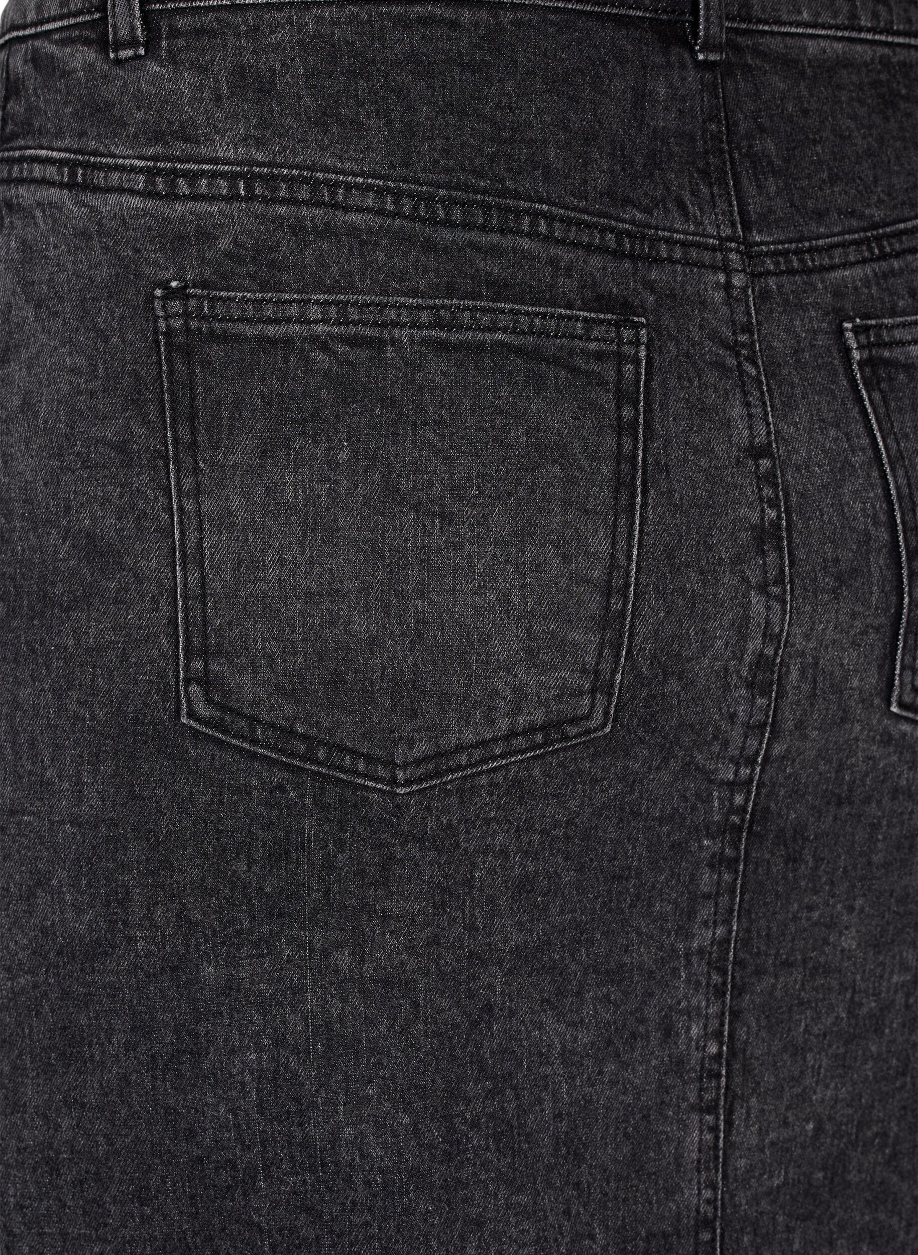 Zizzi Denimkjol med slits framtill, Dark Grey Denim, Packshot image number 3