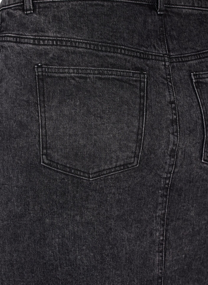 Denimkjol med slits framtill, Dark Grey Denim, Packshot image number 3
